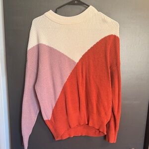 Sophie Rue Colorblock Sweater - Cream, Pink, Red